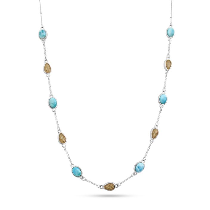 Stepping Stone Necklace Larimar & Sand