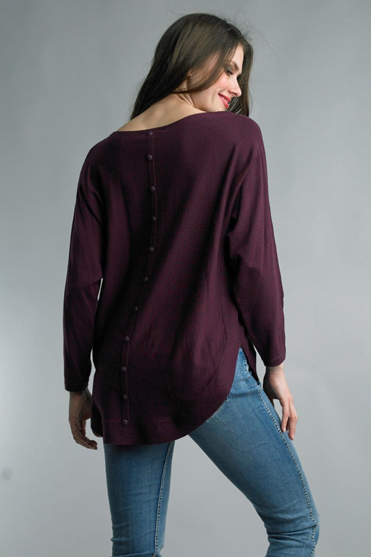 Sweater w/back button detail - Bay-Tique