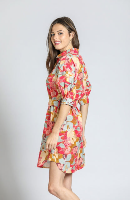 Women's Belted Dress w/Puff Sleeves