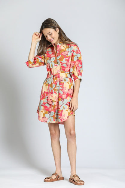 Women's Belted Dress w/Puff Sleeves