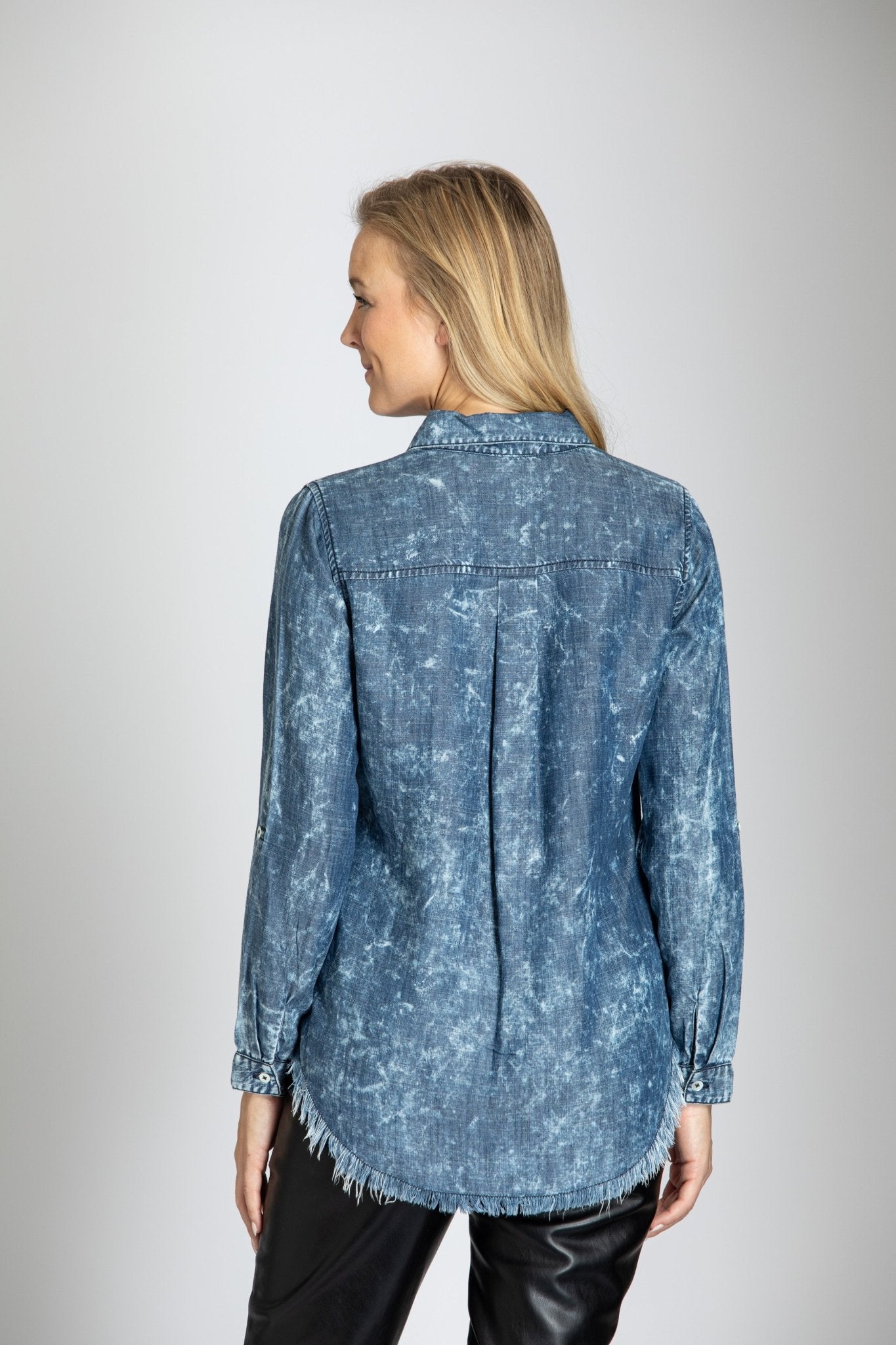 Tencel Shirt Frayed Hem - Bay-Tique