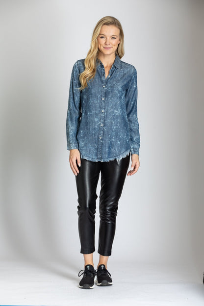 Tencel Shirt Frayed Hem - Bay-Tique