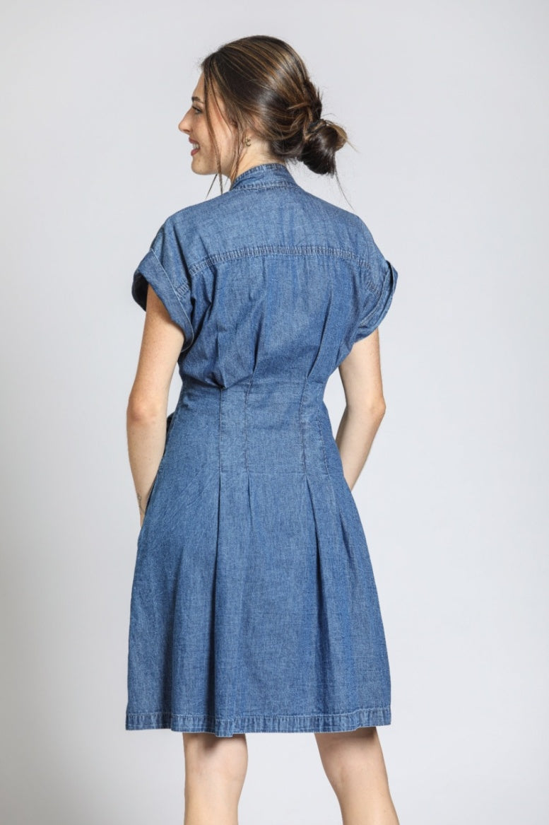 Women's Button Front Shirt Dress W/Ties