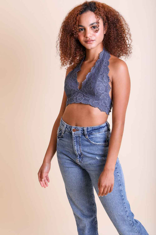 Floral Lace Halter Bralette