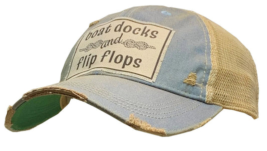 Boat Docks & Flip Flops Distressed Trucker Cap - Bay-Tique